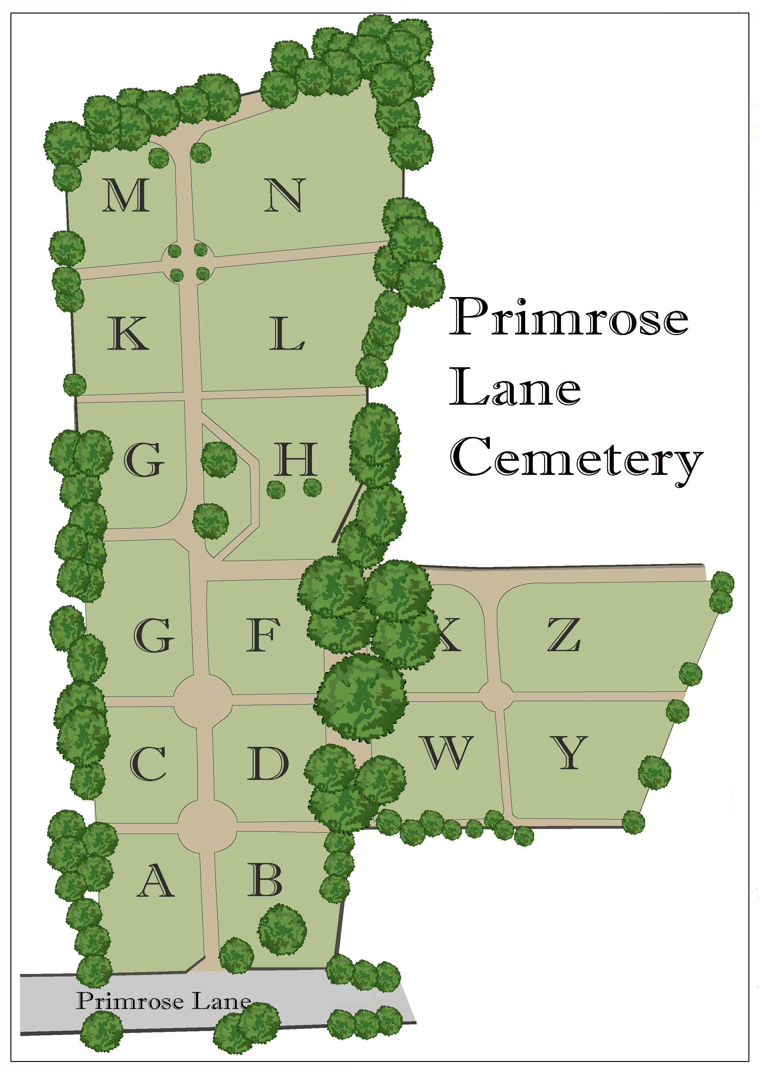 Primrose Lane Cemetery Section Map